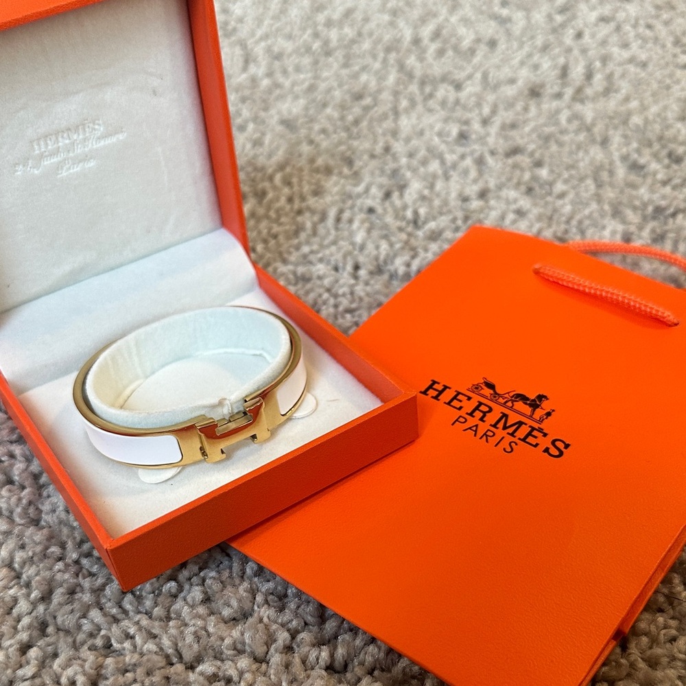 Hermès White and Gold Bracelet